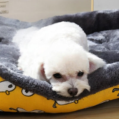 Panier-pour-chien-jaune-avec-rebords