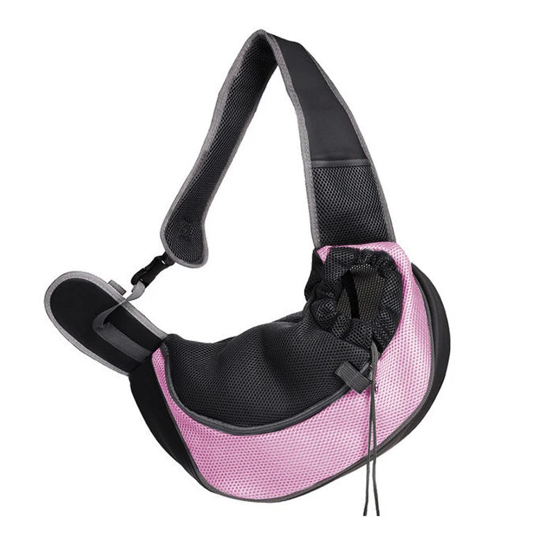Sac-de-transport-pour-chien-rose-bandoulière