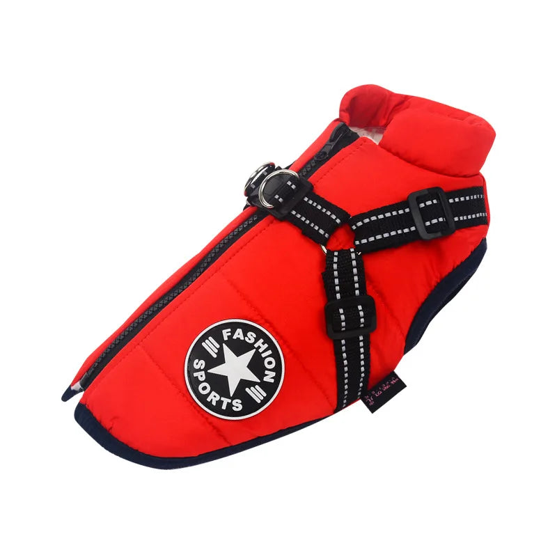 harnais-pour-chien-manteau-rouge