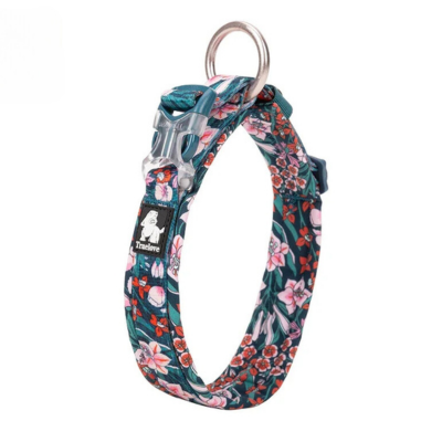 collier-chien-en-Coton-fleur-bleu