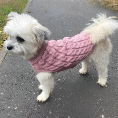 vetement-pour-chien-laine-rose-chaud